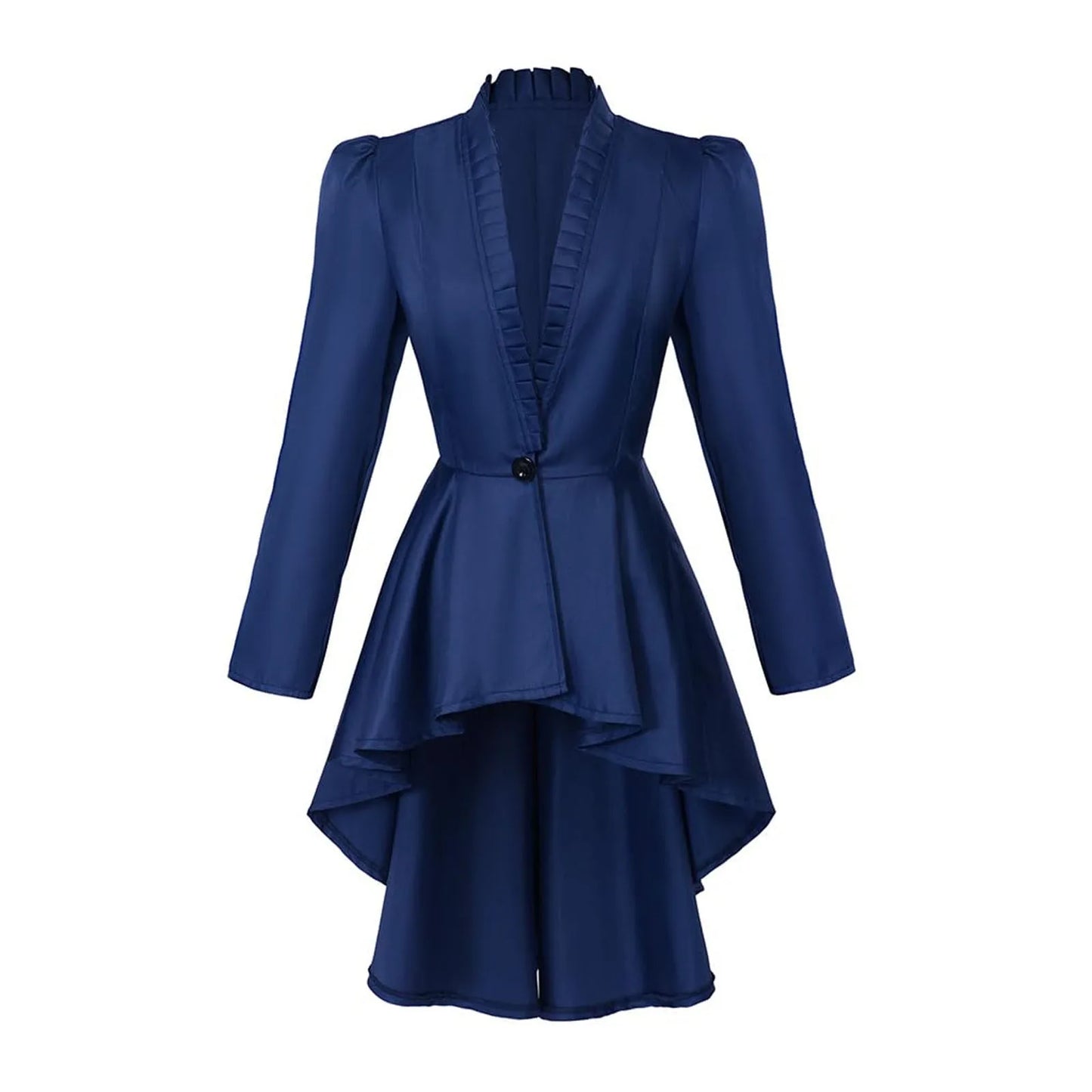Black/White Stripe Elegant Women Irregular Hem Trench Coat  Vintage One Button Slim Tailcoat