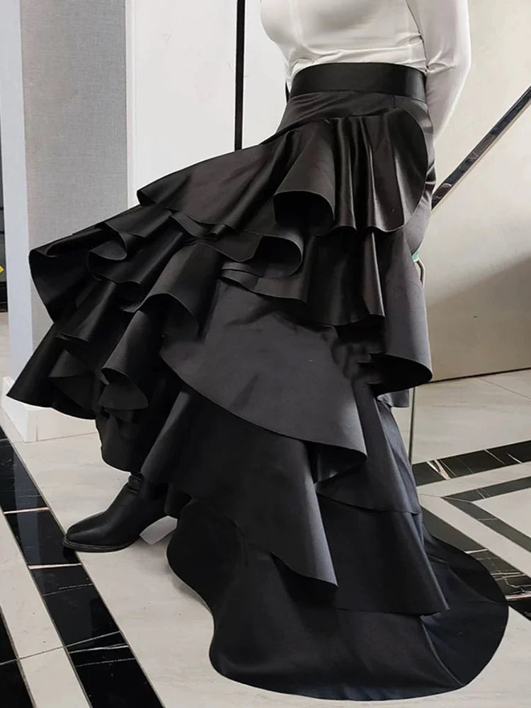 irregular ruffled skirt