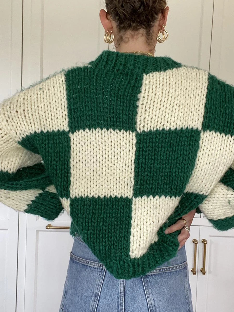 Cozy Oversized Stylish Color Block Sweater Casual Loose Fit Pullover