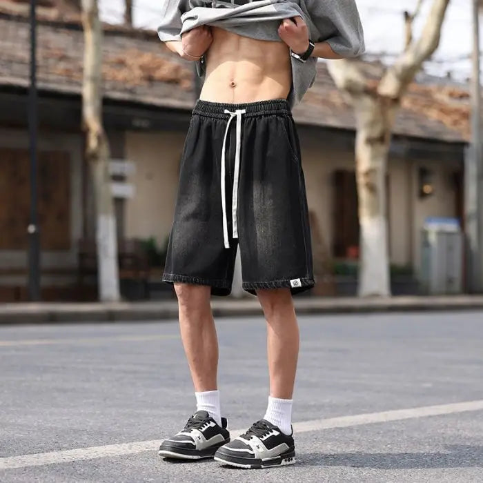 American Trend Retro Embroidery Oversized Denim Shorts Men's and Women's Best Selling Jogging Shorts
