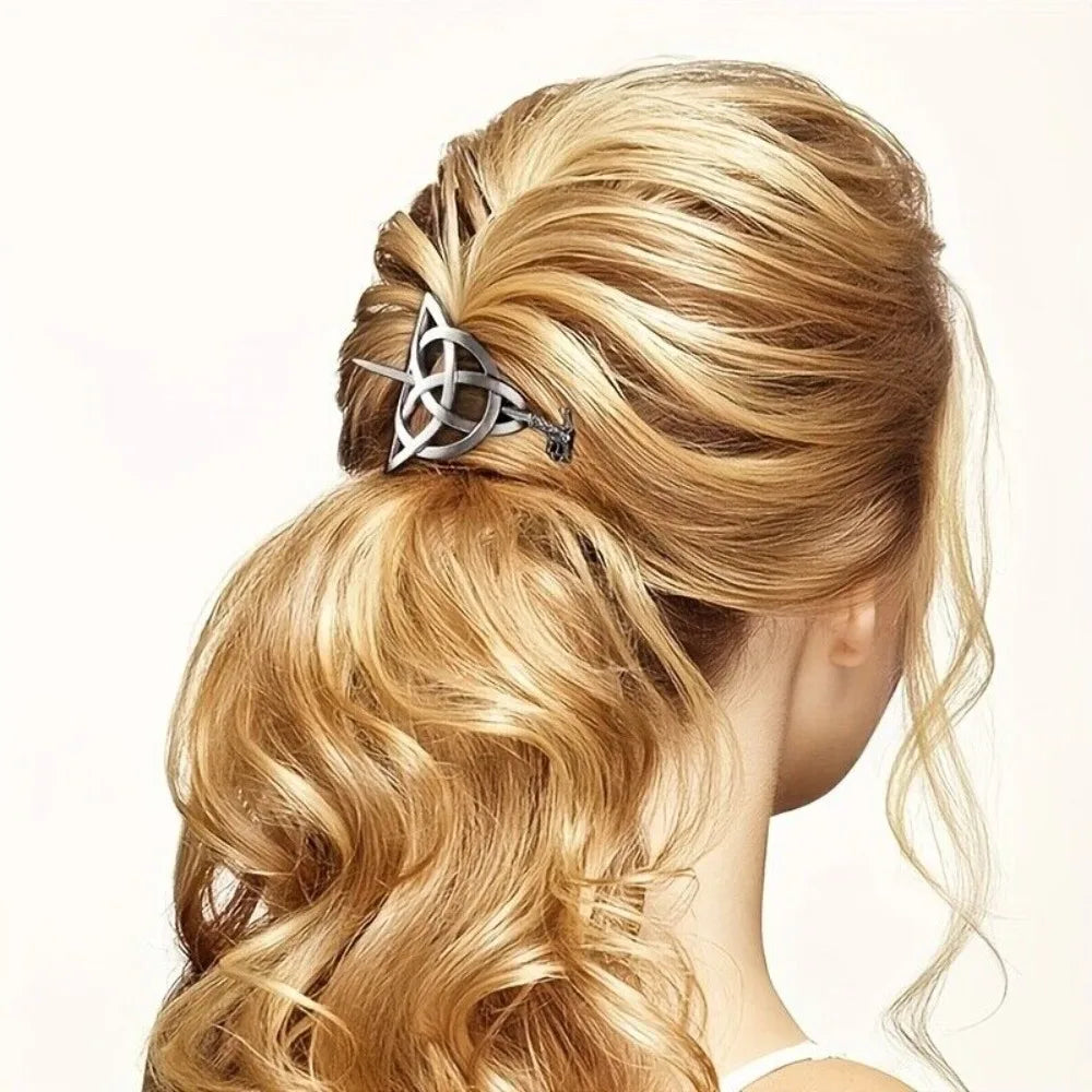 5 Pcs Viking Celtic Long Hair Clips - Vintage Silver Celtic Knot Hair Stick