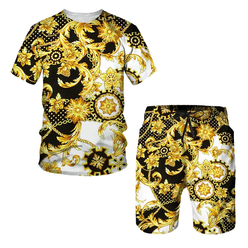 Luxury Set Clothing Men Tracksuit Tshirts+Shorts 2 Piece Sets Fashion Men's Set Short Sleeve Sports Suit Casual Streetswear