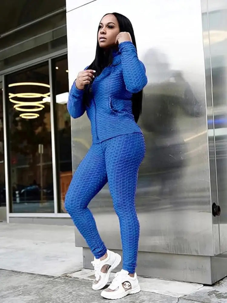 Women Two Piece Outfits  Long sleeve top Elastic waist bottom