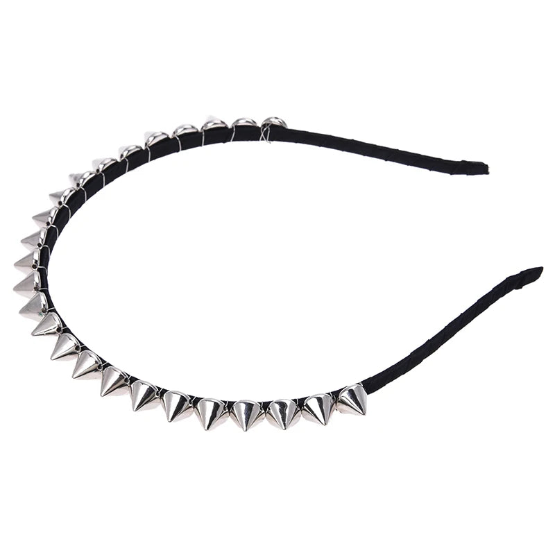 Silver Metal Stud Rivet Spike Headband Hair Head Band