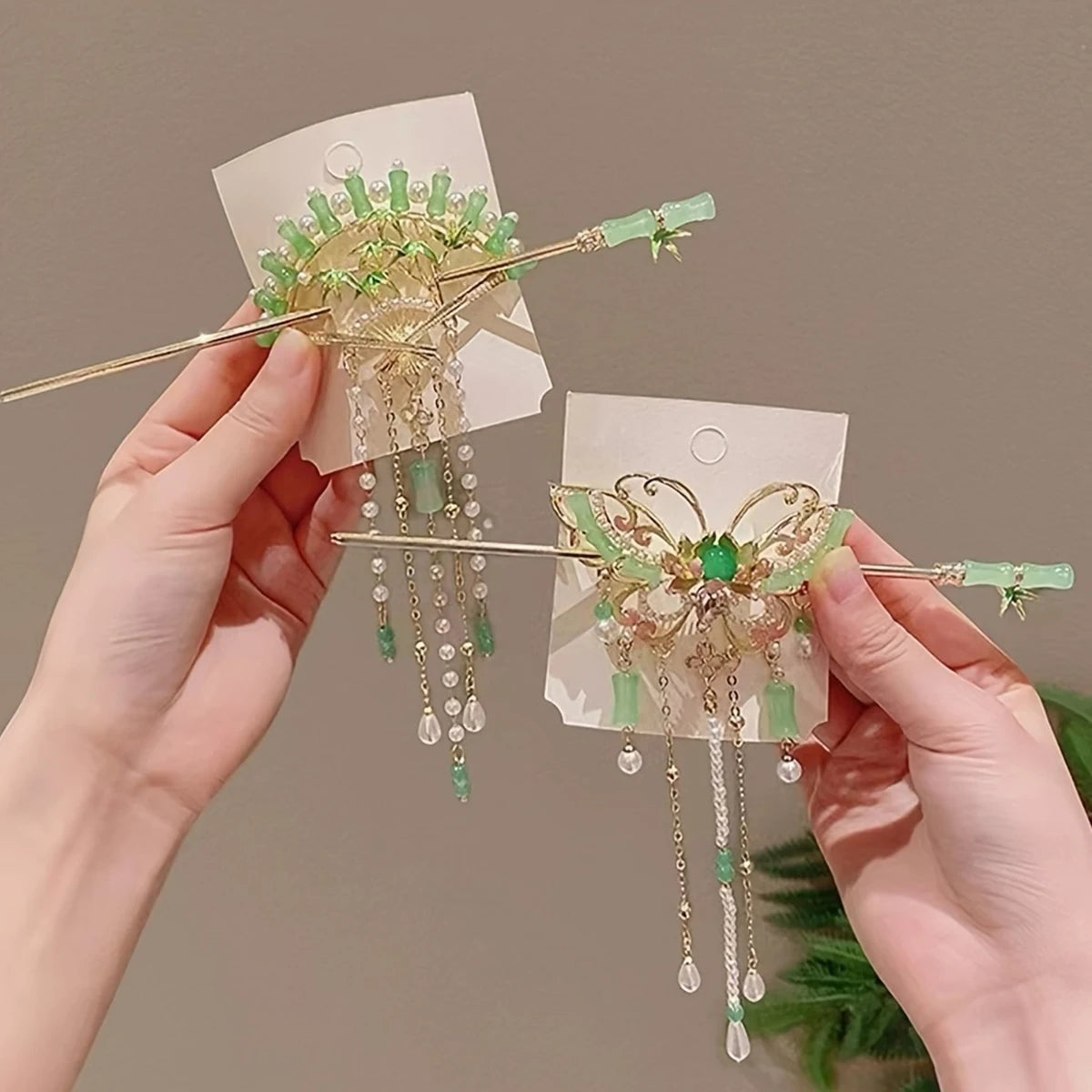 1pc Retro Chinese Butterfly Hairpin Elegant Resin Tassel Luxury Hairpin Suitable Festival Party Fashion Jewelry Hair Accessories