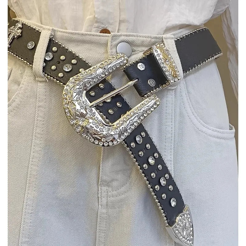 European And American Cross Belt With Diamonds, Fashionable And Versatile