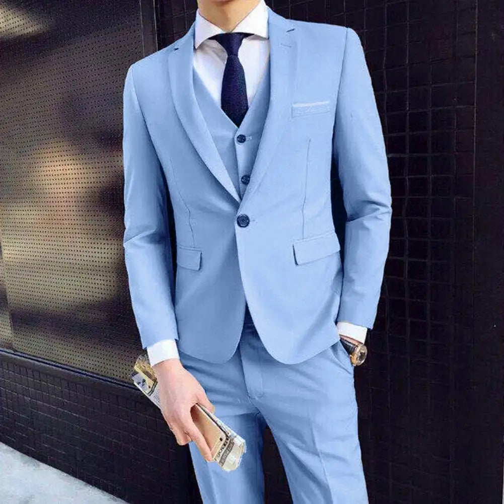 Men Blazer 3Piece Set Wedding Formal Elegant Business Luxury Full Vest Pants Coats Classic Jackets Suit Coat Blazers Trousers