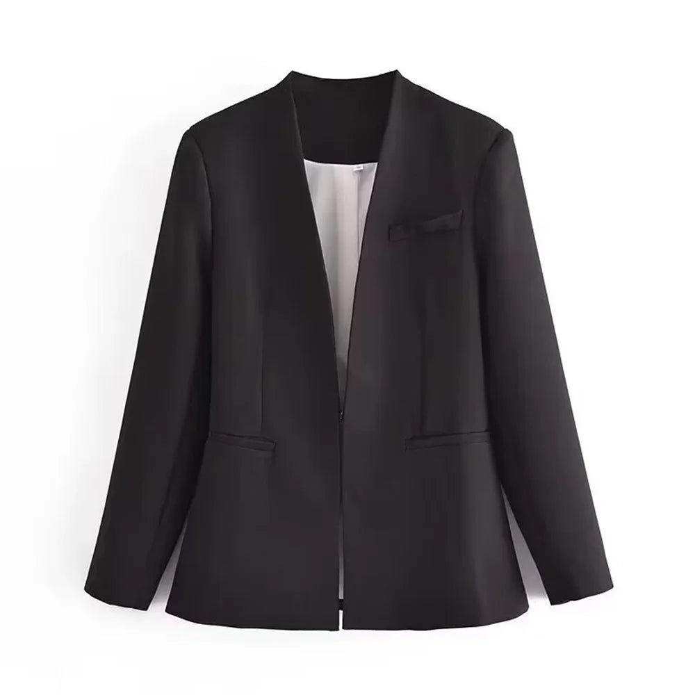 Casual Women's Wear Simple Fashion Solid Color Suit Top Straight Pants Set Two Piece Set Blazer Pants
