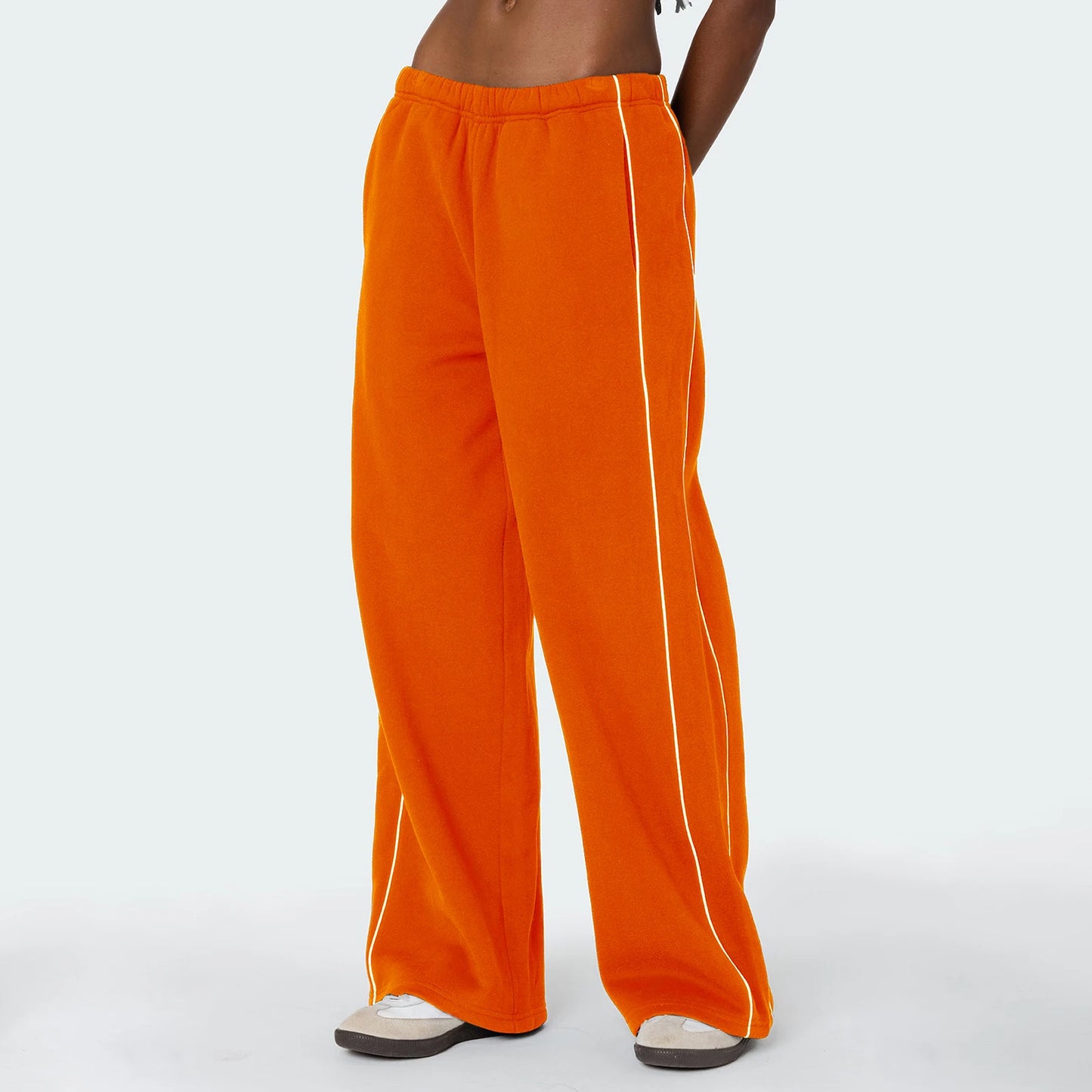 Casual Wide Leg Sweatpants Elastic Waist Loose Sports Trousers with Pockets