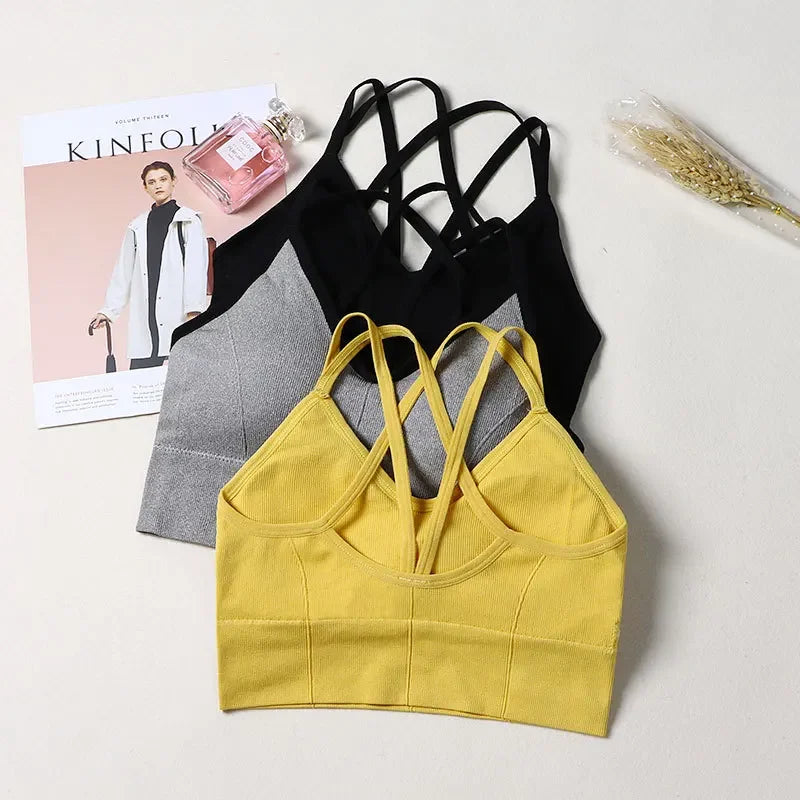 Breathable Sports Bra Anti-sweat Fitness Top Seamless Yoga Bra Shockproof Crop Top  Push up Sport Bra