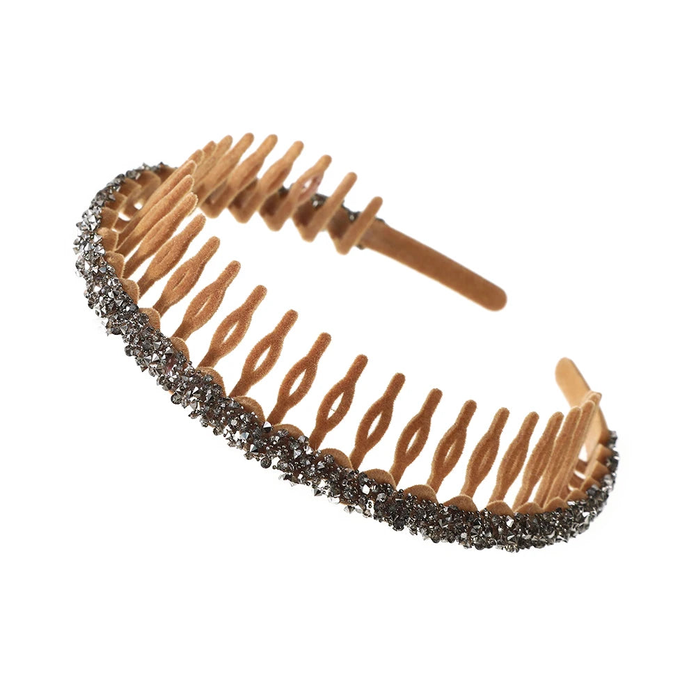 Luxury Non-slip Rhinestone Hair Hoops Bands Women Tooth Elastic Headbands For Women Shiny Hair Hoops Bezel Accessories