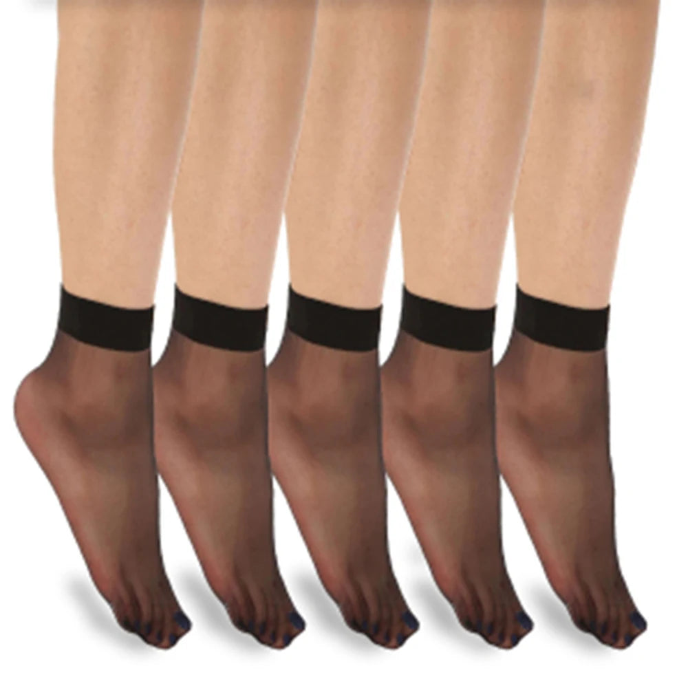 5/10/20 Pairs Vintage Lace Women's Socks Summer Mesh Elastic Transparent Ankle Socks  Women Versatile Fish Net Black Sock