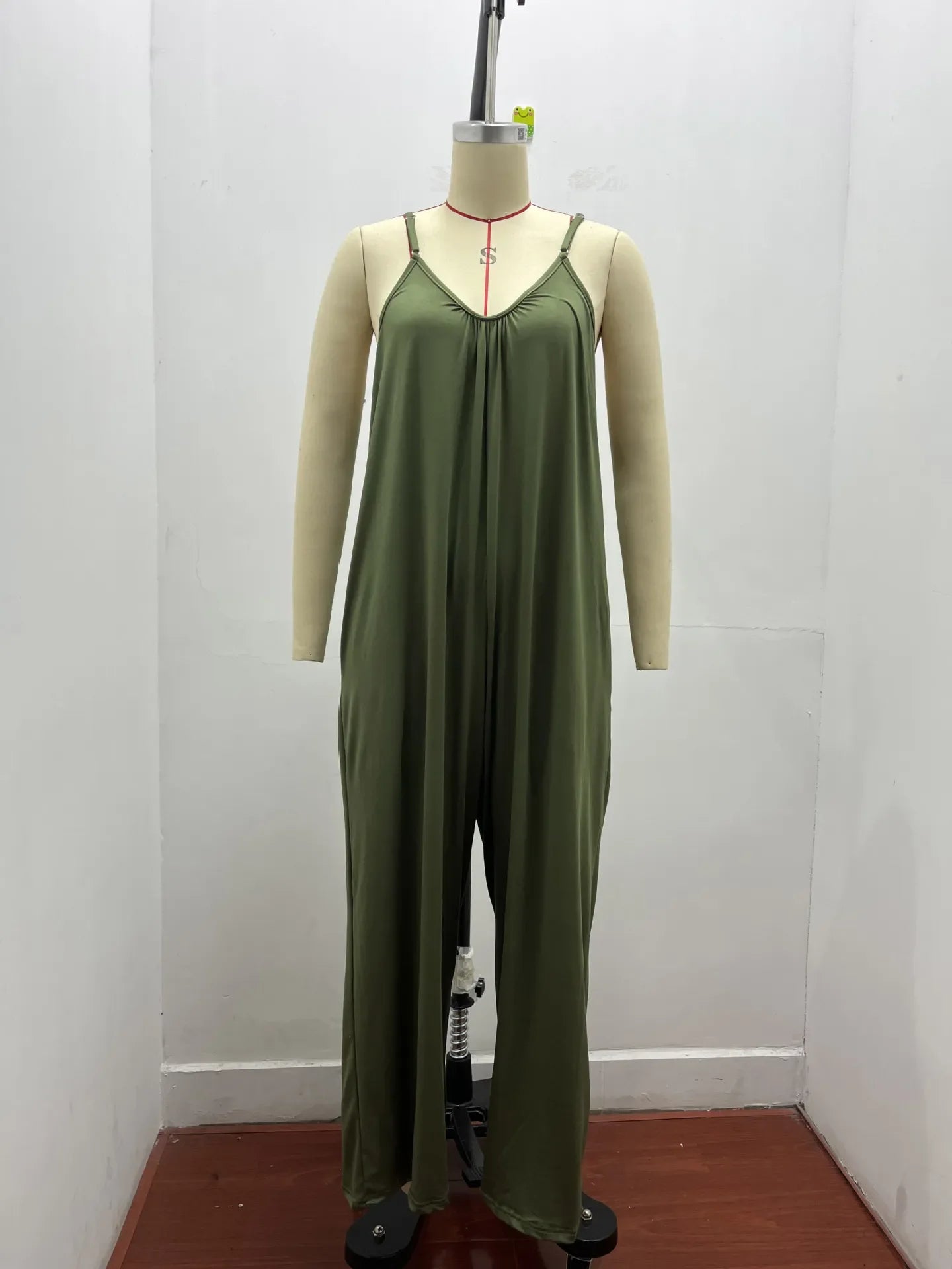 European and American Suspender  Women's Summer Foreign Trade Solid Color Pocket Casual Jumpsuit