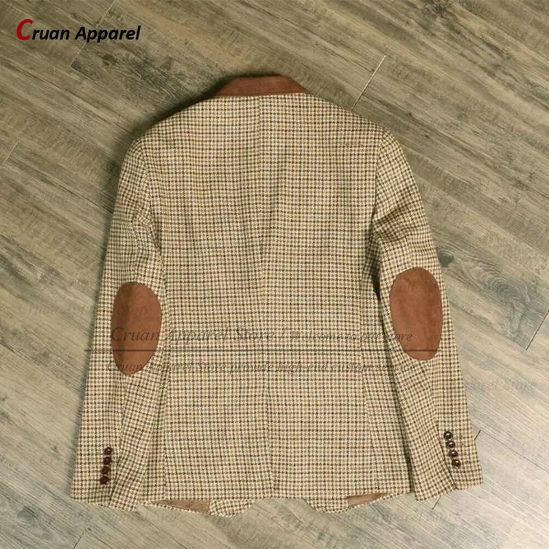 Classic Suit Sets For Men Fashion Checkered Blazer Vest Pants 3 Pieces Formal Party Tailor-made Elegant Slim Fit Costumes