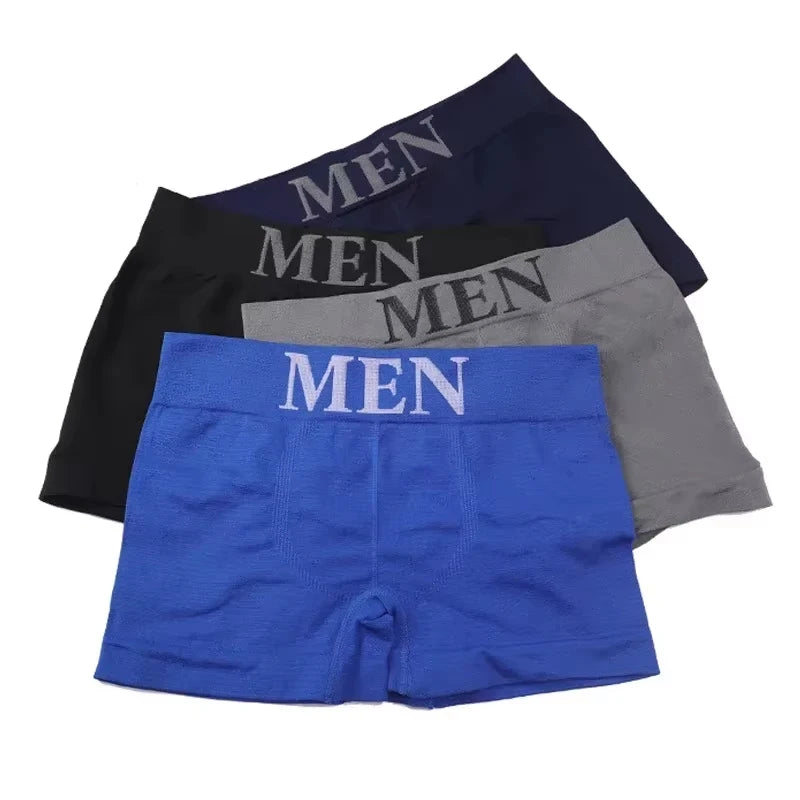 5 Pcs Thin Style Men's High Elastic Plain Color Comfortable Boxer Briefs Panties Breathable