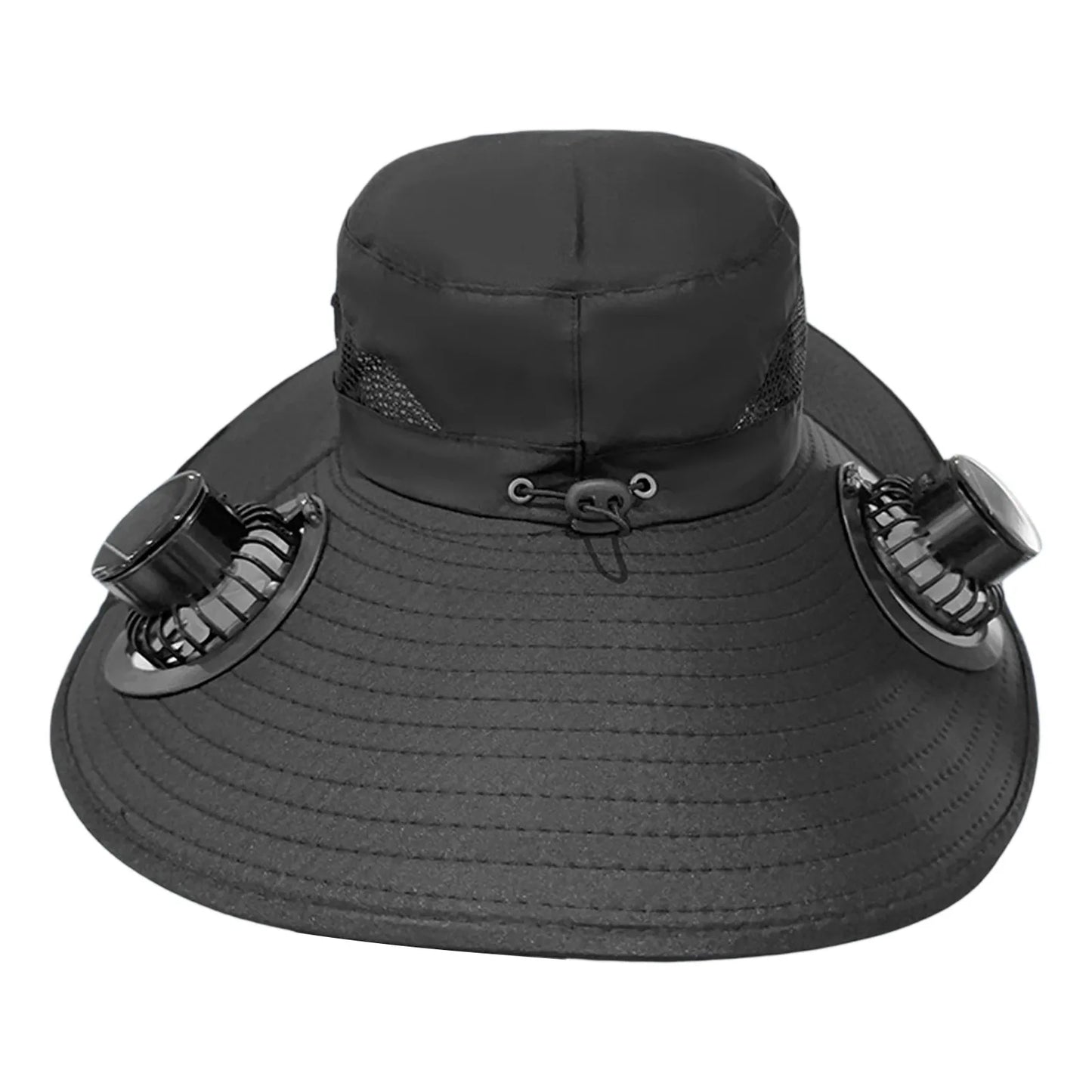 Multi-Function Solar Fan Sun Hat - Waterproof Fishing Hat with Built-In USB Charging & Wide Brim for UV/Heat Protection
