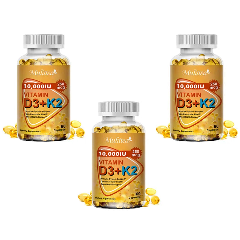 Vitamin D3 + K2 Capsules – 60 Count Dietary Supplement – Made in the USA