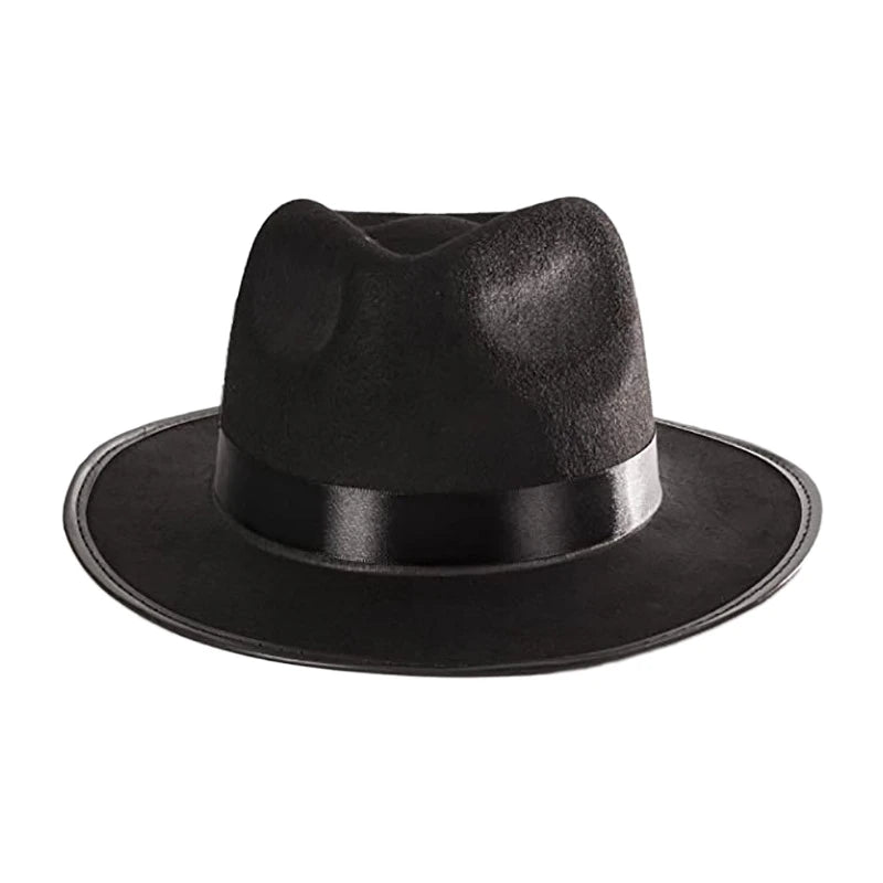 Vintage Style Wide Brim Fedora Hat with Ribbon Band