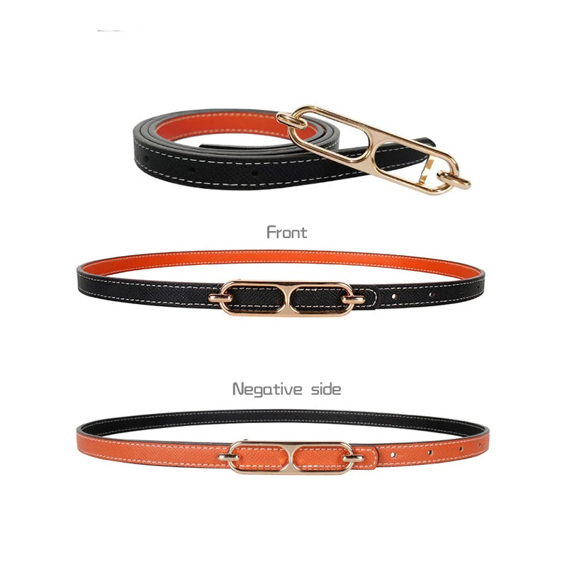 Double-sided use of women's leather belt decorated  fashion jeans wild trend luxury design top quality brand