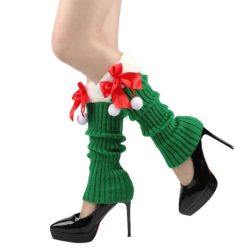 Winter Knit Leg Warmers with Faux Fur Trim and Button Detail Cozy Knee High Boot Socks Cable Knit Leggings