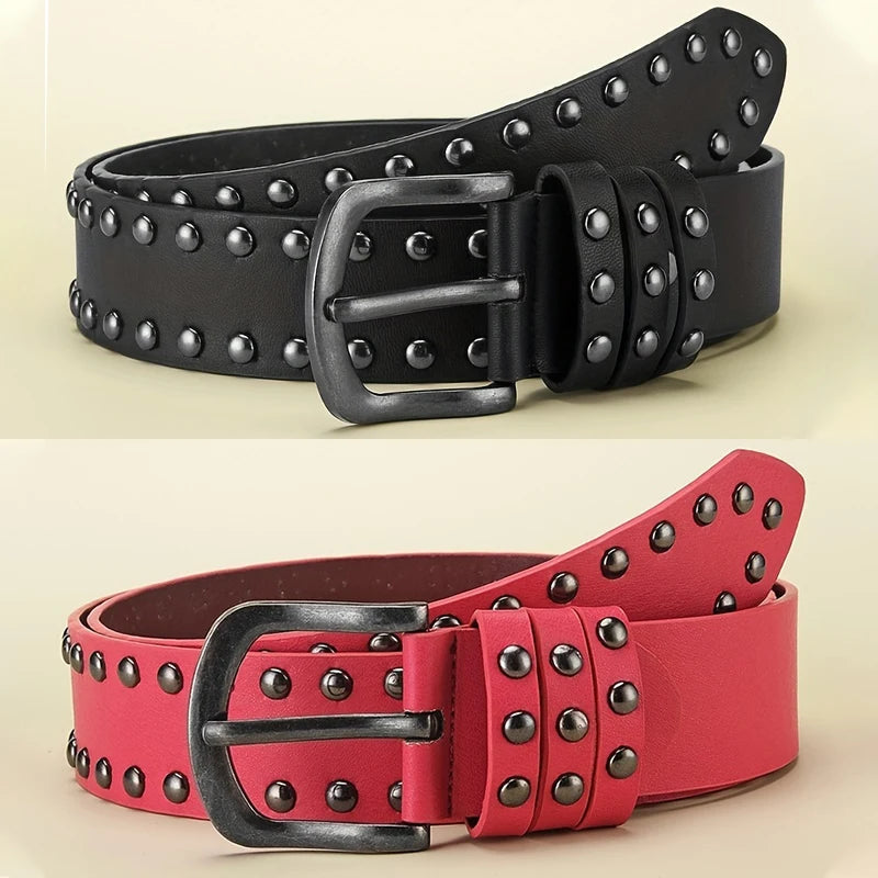 Retro Made Old Alloy Needle Buckle Belt Circular Rivet Women's Belt Rock Style Jeans Belt