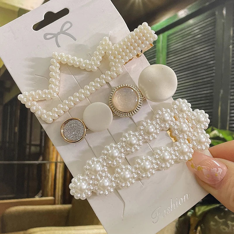 Simulated Pearl Hair Clips For Women Hairpins Geometric Hair Barrettes Fashion Hairgrip Hair Accessories