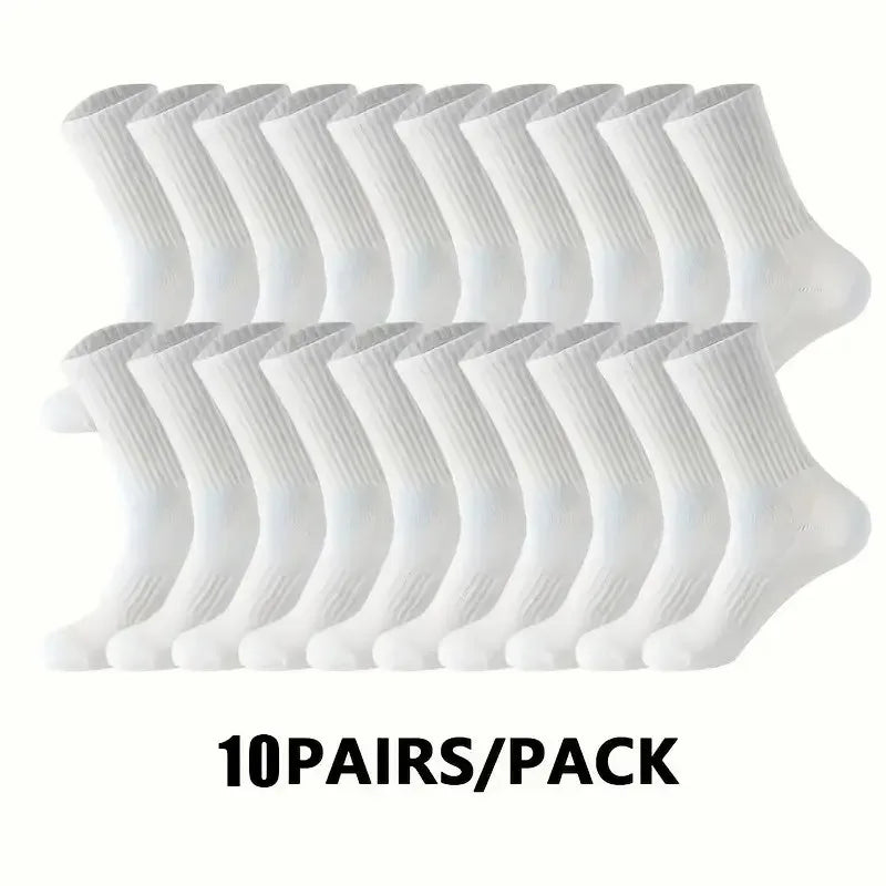 5/10/20 Pairs Neutral Solid Color Round Neck Socks Spring Summer Sweat Absorbing Breathable Soft Comfortable Couple Sports Socks
