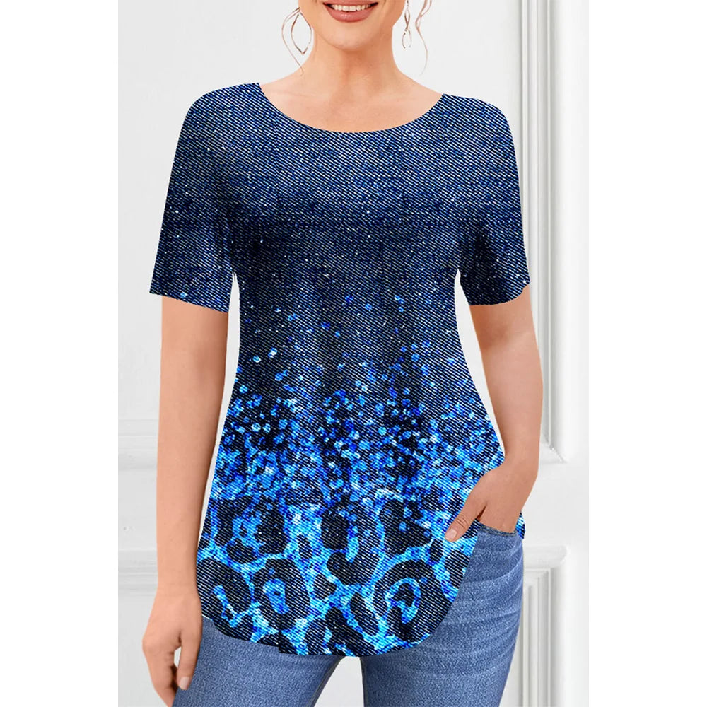 Women's T-Shirts Spring Clothing Floral Graphic O-Neck Pullovers Short Sleeve Tops Streetwear Oversized Apparel Ladies