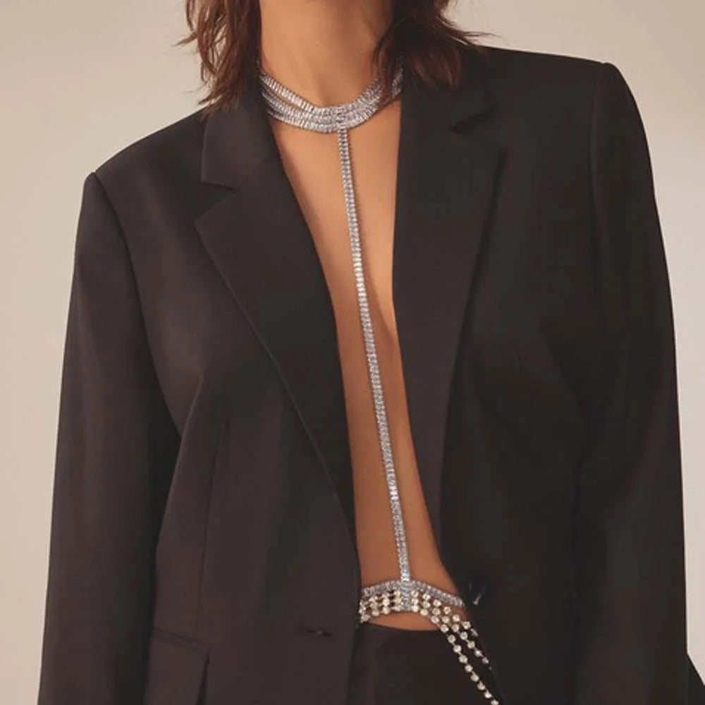 Zircon Waist Chain Neck Lingerie Necklace Outfits  Body Jewelry