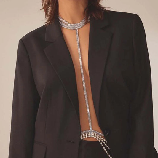 Zircon Waist Chain Neck Lingerie Necklace Outfits  Body Jewelry