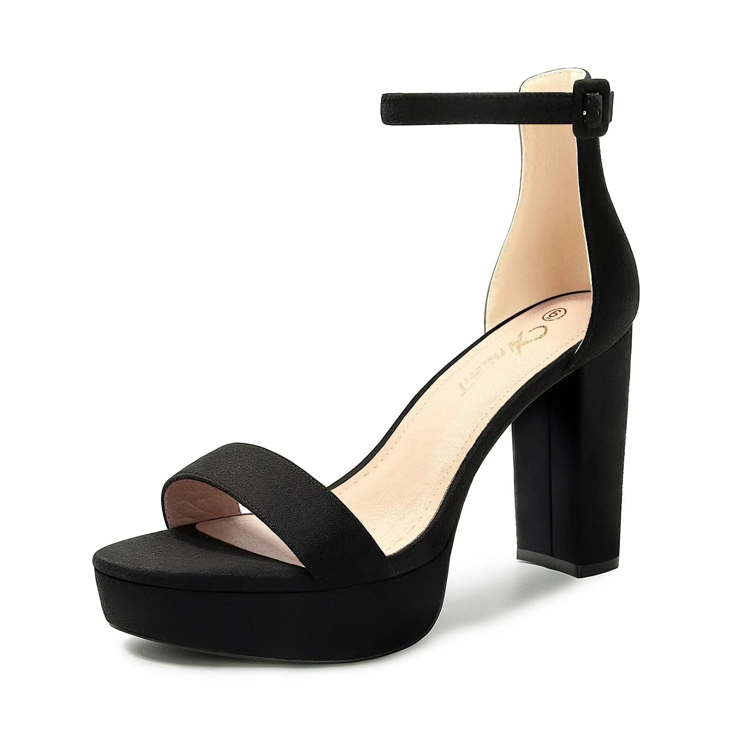 Chunky High Heels Sandals Elegant Platform Heels 4 Inches Shoes Open Toe Ankle Strap Dress Pump