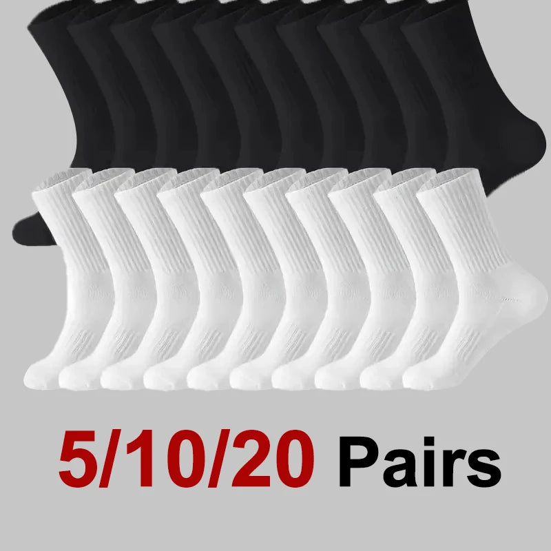 5/10/20 Pairs Neutral Solid Color Round Neck Socks Spring Summer Sweat Absorbing Breathable Soft Comfortable Couple Sports Socks