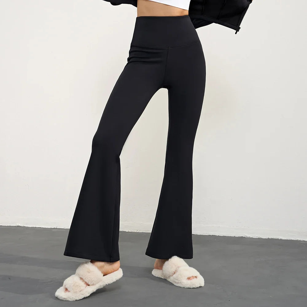 Winter Warm Thick Yoga Pants Flare Leggings High Waist Stretchy Breathable Fitness Trouser