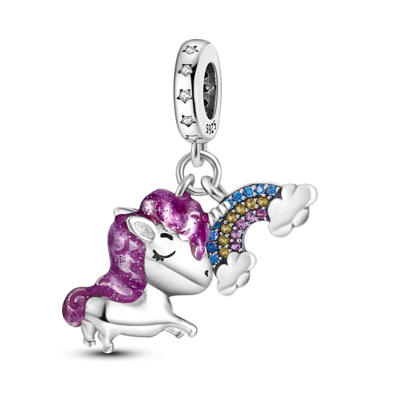 925 Sterling Silver Lion Dragonfly Animal Pendant Bracelet Charms