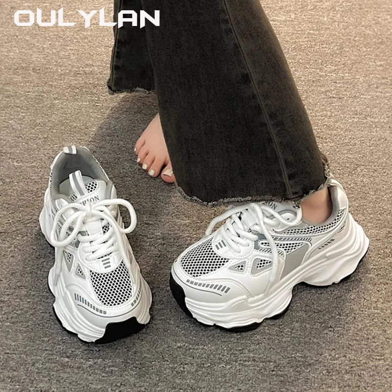 Thick Sole Women's Chunky Sneakers  Sports Running Shoes Casual Fitness Vulcanize Shoes