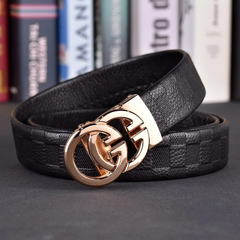 Designer fashion automatic buckle jeans high-quality material belt