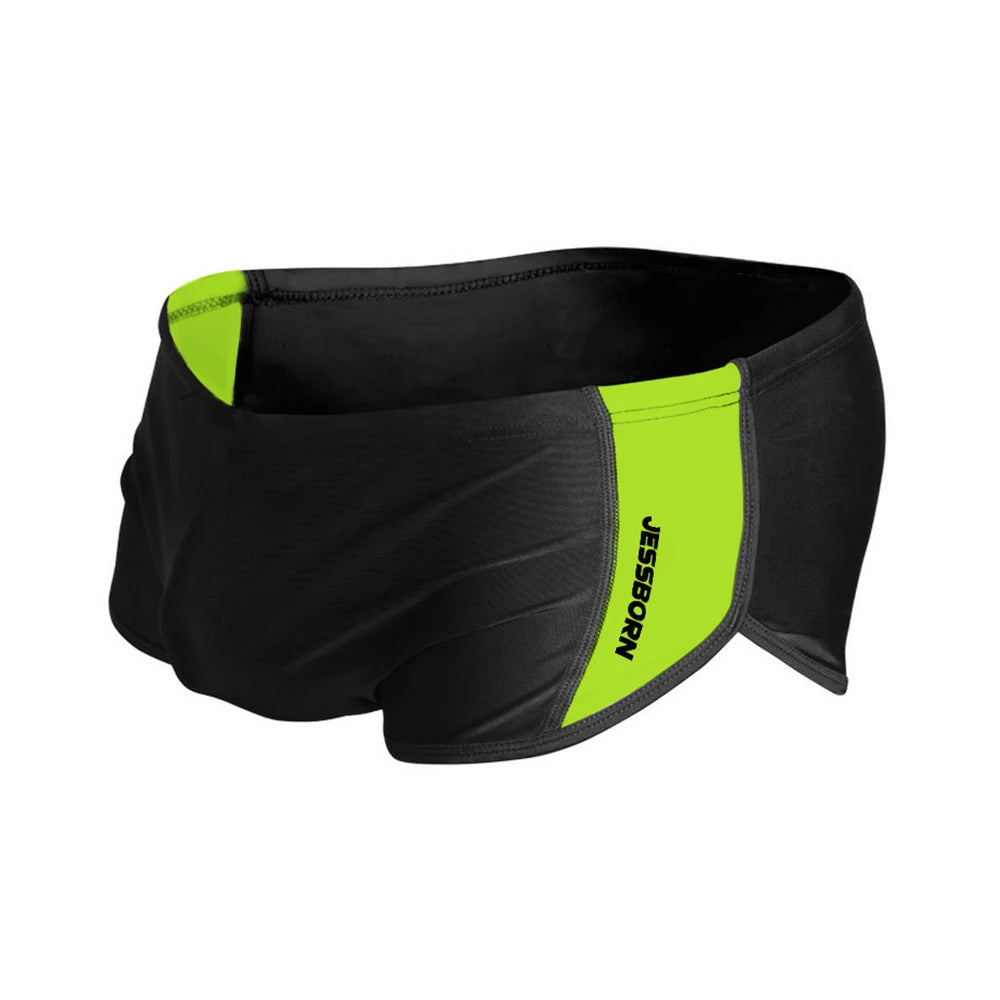 Sexy Mens Side Split Swimming Trunks Summer Nylon Quick Dry Bathing Suit Fashion Male Sport Beach Running Surfing Board Shorts