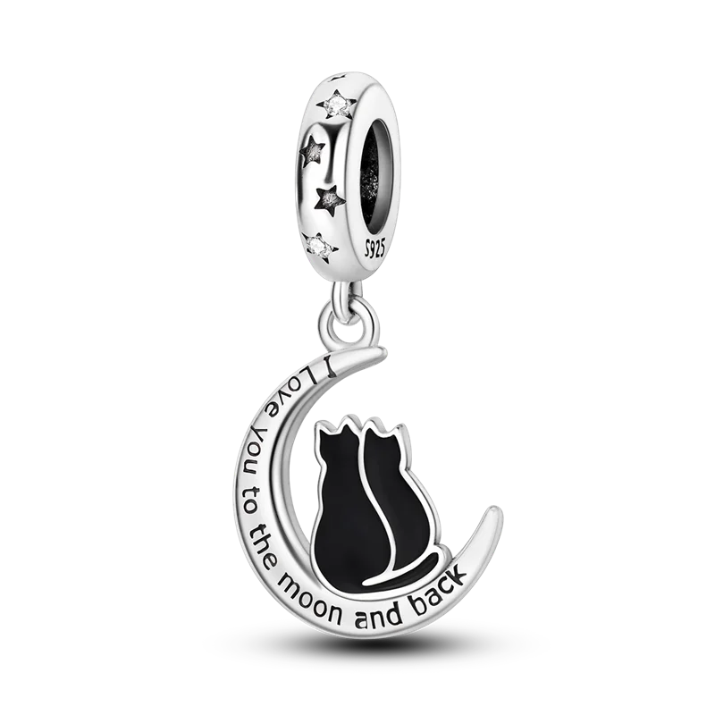 Fit Pandora Original Bracelet 925 Sterling Silver Cute Cat and Puppy Series  Charm