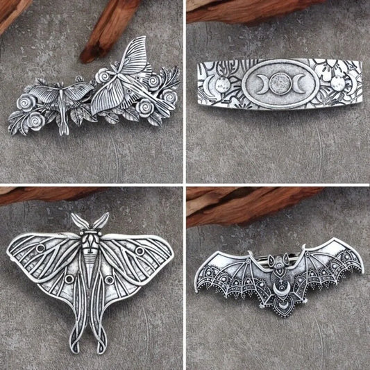4PCS Moon Bat Hairpin Metal Bat Wings Hair Barrettes Vintage Gothic