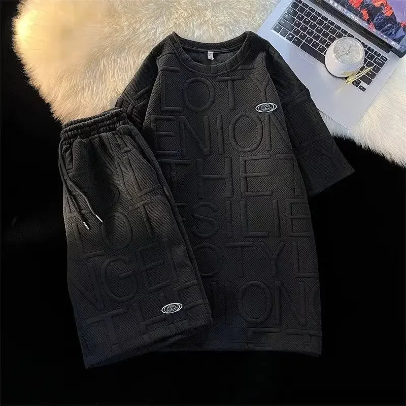 Trendy Casual Set Men's Fashionable Two-piece Set Elegant Summer Simple Style Loose Fitting Short Sleeve Casual Attire