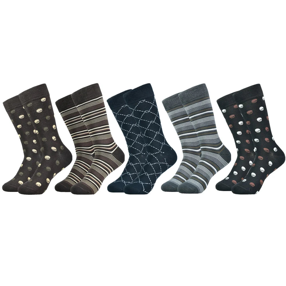5 Pairs of  Men's Mid-Calf Socks - Soft, Breathable, Moisture-Wicking Bamboo Fiber for All Season Wear