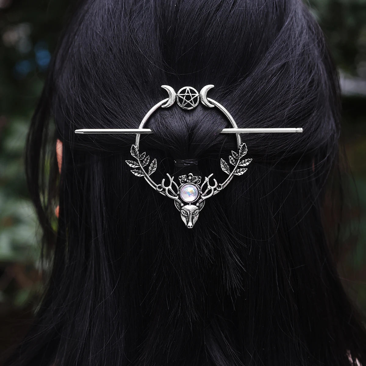 Woodland Goddess Crescent Moon Dragonfly Hair stick Fairy Moon Dragonfly Insect Hair Barrette Hairclip For women