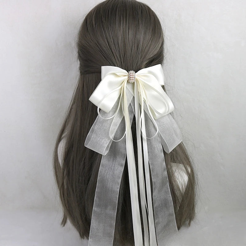 Ribbon Bow Headband With Hairpins Wide Hair Hoop Lace Ruffled Tassels Hair Bands Sweet Hair Accessories