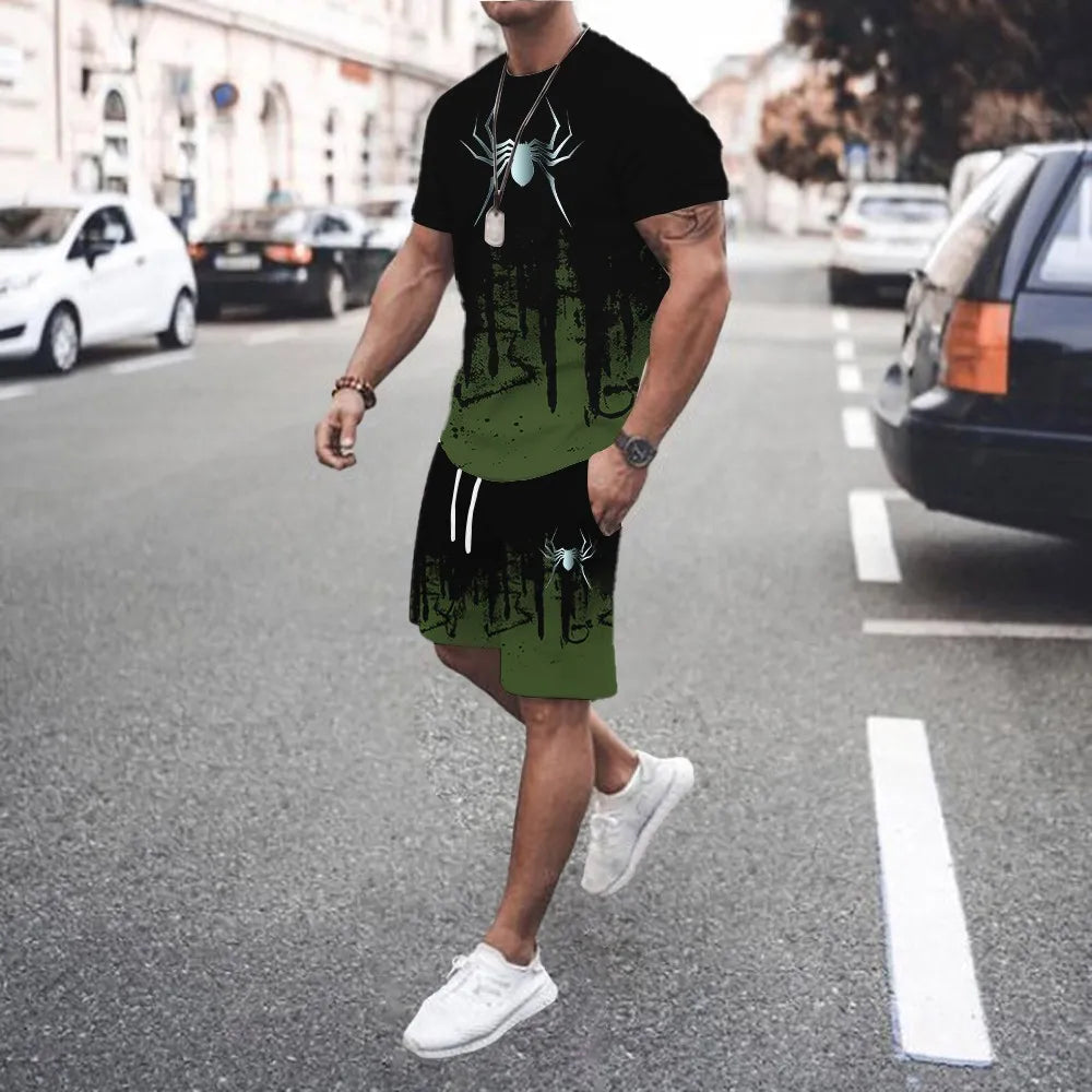3D Printed Men s Casual Luxury Gradient T-Shirt Shorts Set Tracksuit Male 2 Pieces Fashion Outfit Man Clothing Jogging Suit