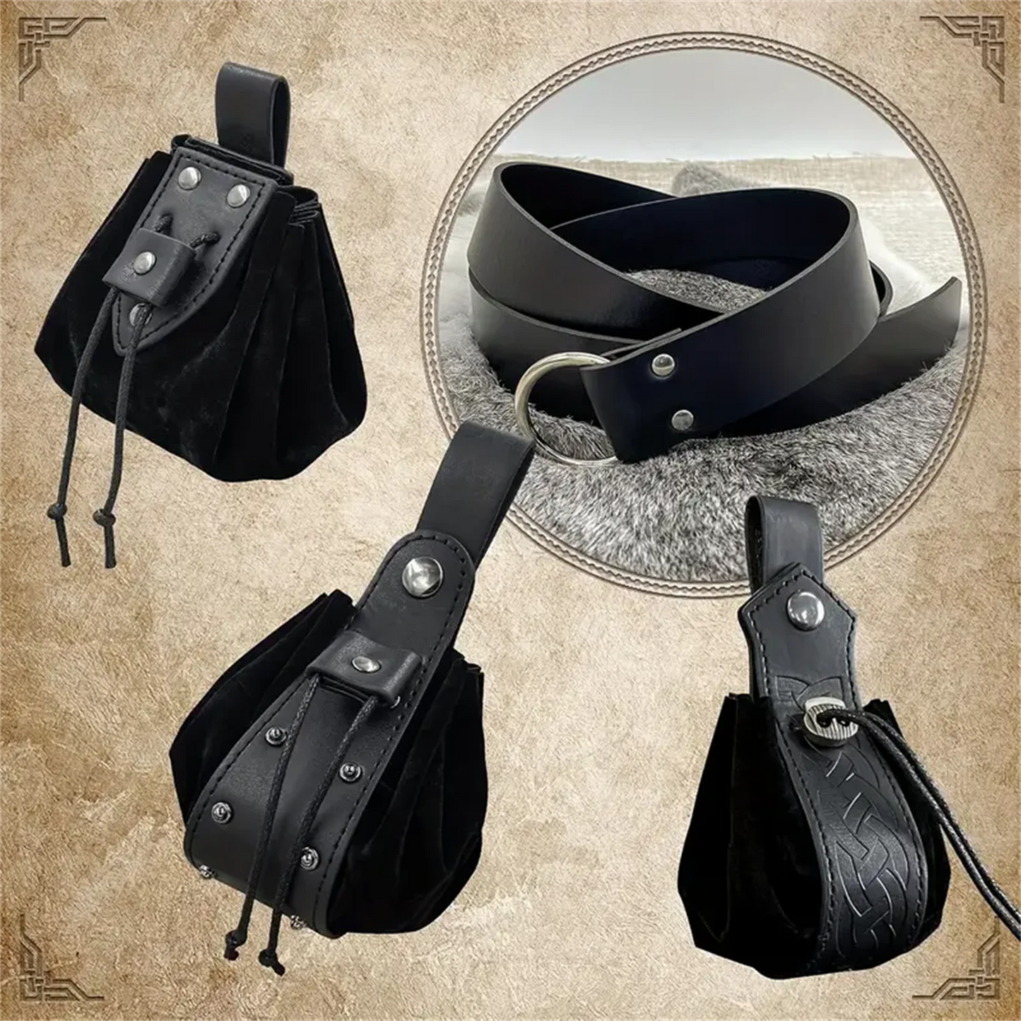 Medieval Retro Waist Bag Viking Style Hanging Belt Coin Purse Knight Fanny Pack Portable Men Women Money Pouch