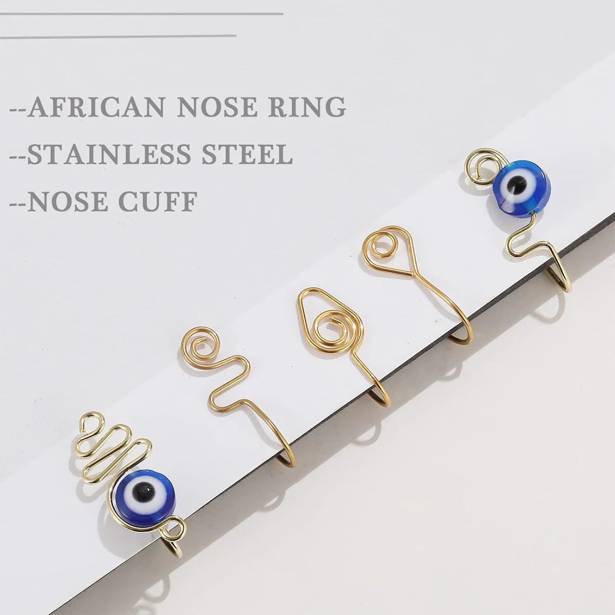 25 Pcs  Septum Nose Rings Hoops Stainless Steel Faux Piercing Jewelry