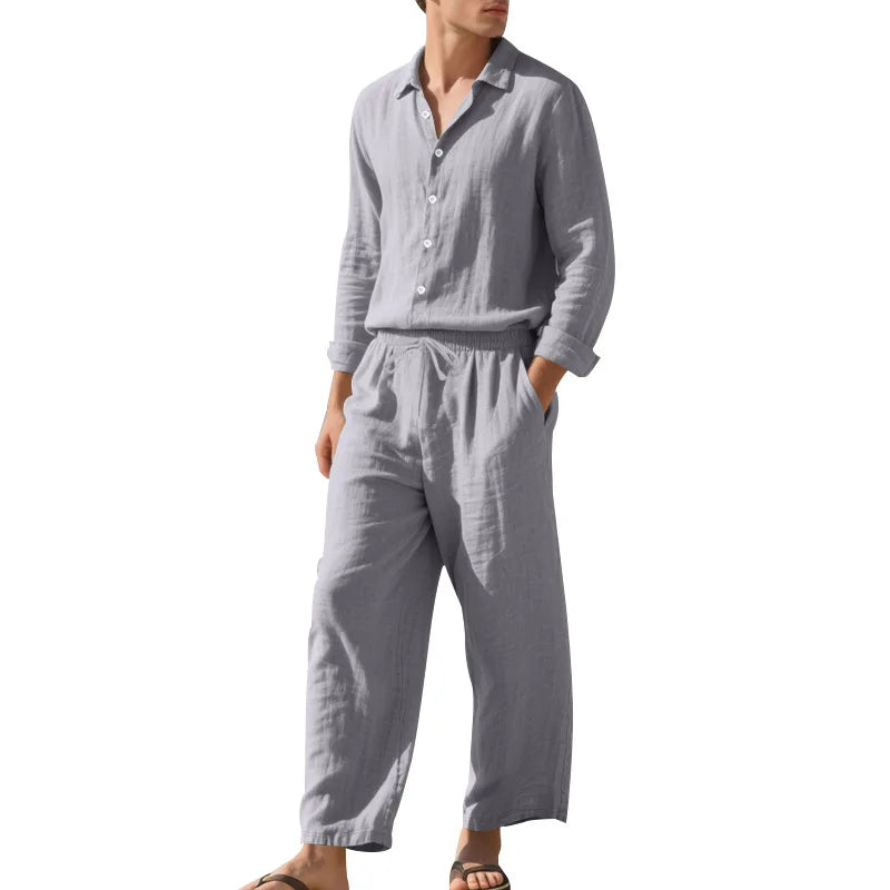 Men's Casual Set Spring Autumn Fashionable Long Sleeved Pants Two-piece Set Cardigan Menswear