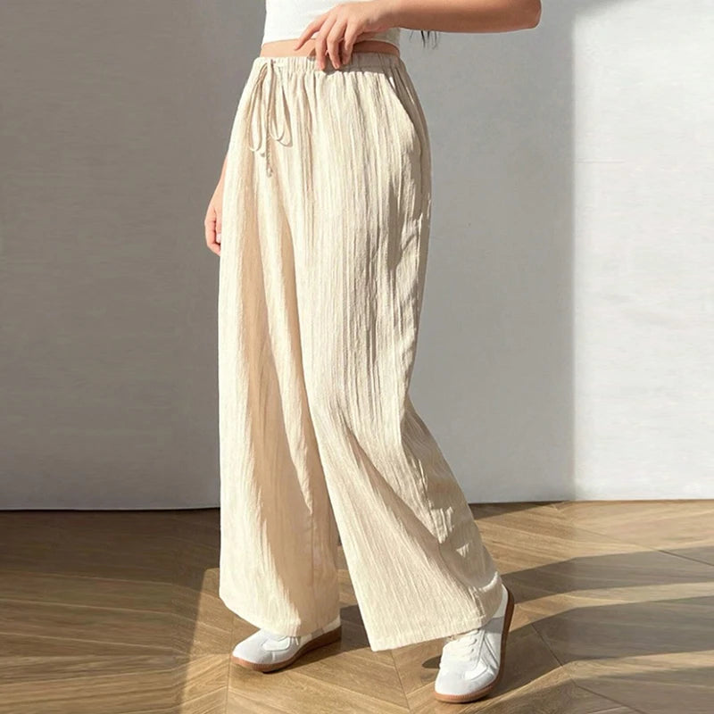 Women s Plus Size High Waisted Wide Leg Palazzo Pants with Elastic Waist and Side Pockets for Comfort and Style