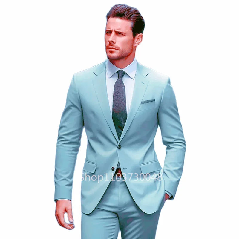 2 Piece Formal Wedding/Business Men Suits High Quality Fashion Notch Lapel Blazer Pants Slim Fit Groom Party Tuxedos