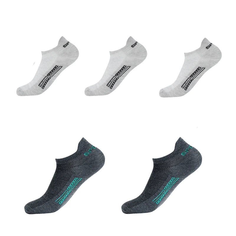 5 Pairs/Lot High Quality Men Ankle Socks Breathable Cotton Sports Mesh Casual Athletic Thin Cut Short Plus Size